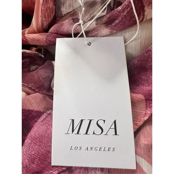 Misa Los Angeles Women's Pink Camila Floral Ruffle Tiered Blouson Dress XS NWT - Picture 7 of 7